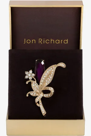 Jon Richard Tone Gift Boxed Amethyst Floral BroochJeden