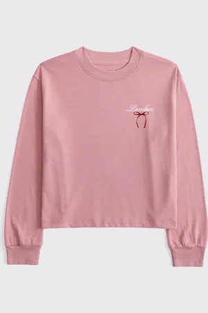 Abercrombie & Fitch Różowa koszulka z długim rękawem z grafiką z motywem baletowym z tyłu17