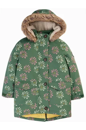 Frugi Green All-Over Print Waterproof Parka Coat5
