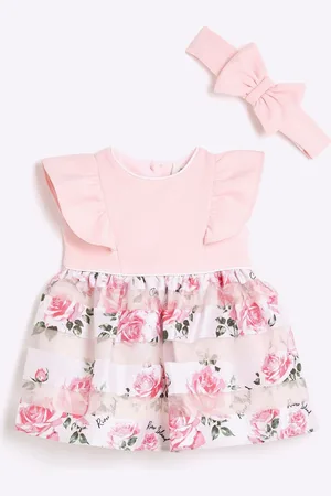 River Island Baby Girls Occasion Rose 100% Cotton Dress6874 cm