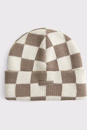 Abercrombie & Fitch Blue Checkerboard Beanie HatJeden