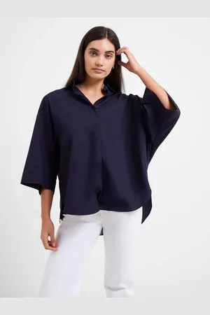 French Connection Rhodes Sust Poplin Short Sleeve Popover 100% Cotton BlouseXS
