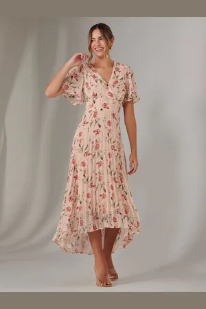 Jolie Moi Charlotte Pleated Chiffon Midmaxi Dress38