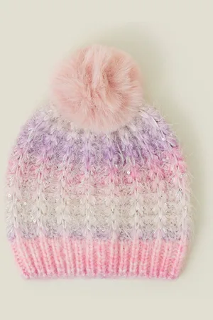 Accessorize Girls Fluffy Pom Ombre Sequin Beanie Hat7
