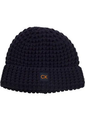 Calvin Klein Blue Chunky Knit Beanie With BadgeJeden