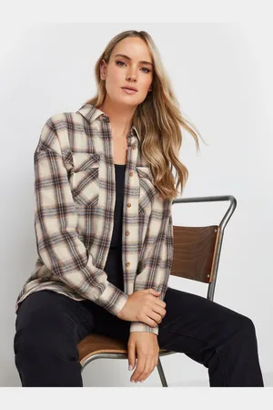 Long Tall Sally Drop Shoulder Check 100% Cotton Shirt36 Wysoki