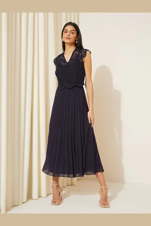 Friends Like These V Neck Pleated Lace Midi Dress48