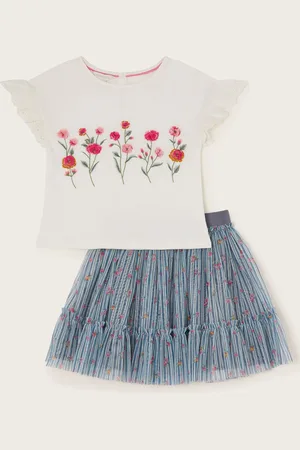 Monsoon Floral Print T-Shirt and Tulle Skirt Set3