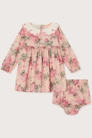 Monsoon Newborn Betsy Crochet Collar Dress and Floral Print Briefs Set6268 cm