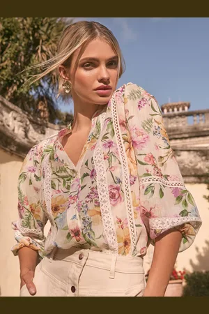Lipsy London Floral Insert Trim Blouse46