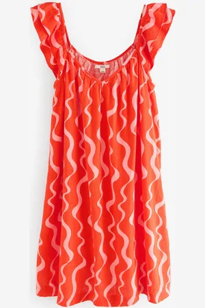 Next V-Neck Ruffle Sleeve Mini Dress with Linen34