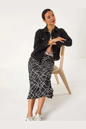 Roman Abstract Checked Print Skirt46