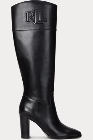 Ralph Lauren Page II Leather Logo Heeled Tall BootsEU 35.5 (UK 3)