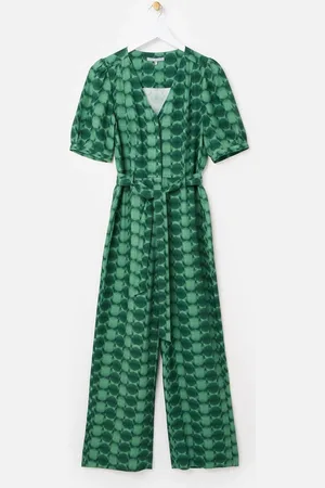 Oliver Bonas Geometric Circle V-Neck Tie Waist Jumpsuit34