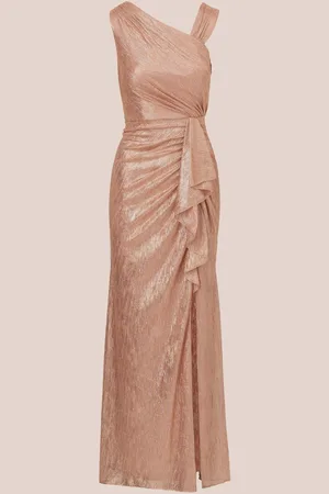 Adrianna Papell Pink Metallic Foil Long Dress36