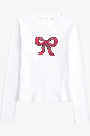 Abercrombie & Fitch White Ribbed Graphic Long Sleeve Top15