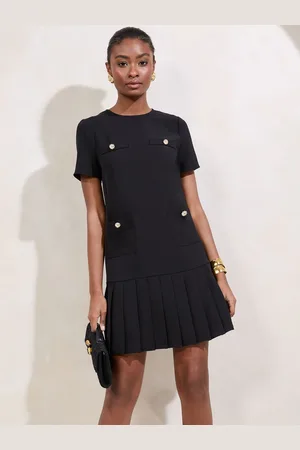 Lipsy London Short Sleeve Military Button Pleated Mini Dress34