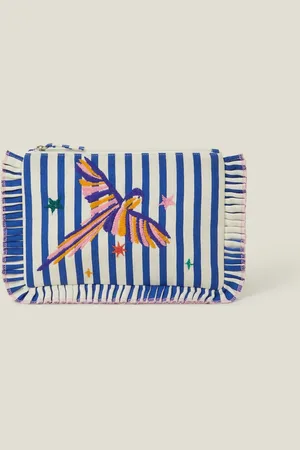 Accessorize Embroidered Parrot Ruffle Clutch BagJeden