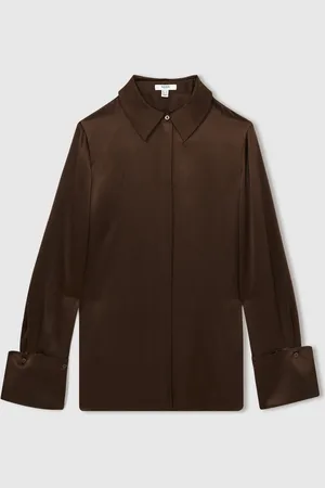 Reiss Hailey Silk Double-Cuff Button-Through Shirt42