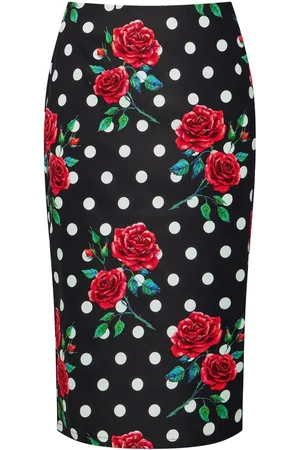 Joe Browns Rose Print Polka Dot Pencil Skirt42