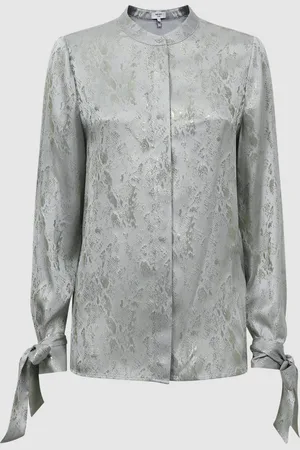 Reiss Palma Premium Metallic Removable Tie Detail Blouse36