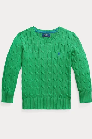 Ralph Lauren Boys Green Cable-Knit 100% Cotton Jumper24 Months (92cm)