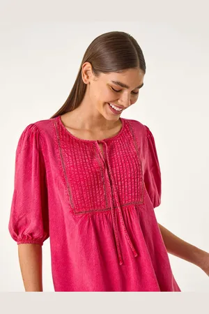 Roman Pleat Detail Tie Neck Blouse40
