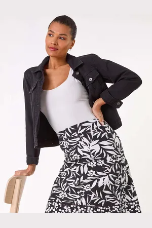Roman A-Line Palm Mono Print Skirt40