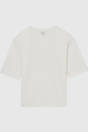 Reiss Annabel Oversized Stretch Cotton V-Neck T-ShirtM