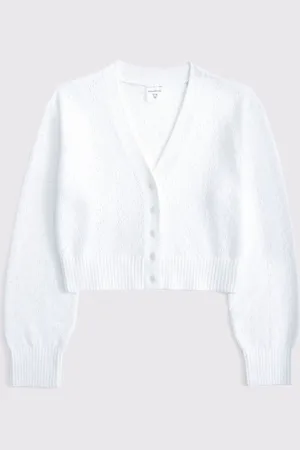 Abercrombie & Fitch Easy Open Stitch Cropped White Cardigan146152 cm