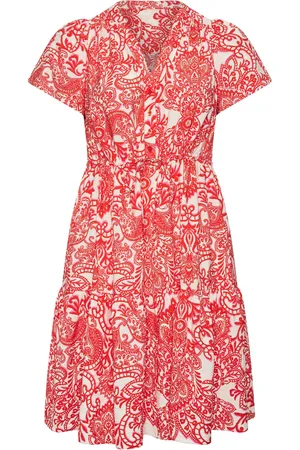 Evans Red Paisley Print Short Shirt Dress46