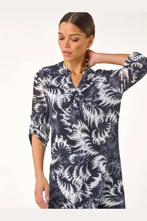 Roman Abstract Print Layer Tunic Top44