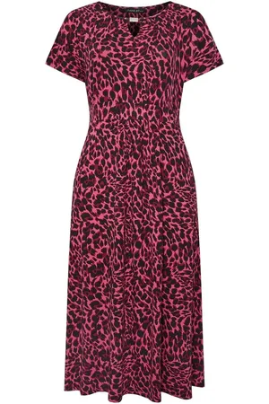 Evans Pink Animal Print Bar Detail Jersey Dress46