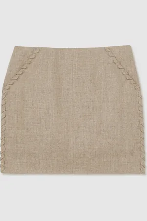 Reiss Nikita Linen Whipstitch Mini Skirt38