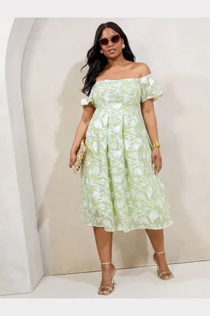 Lipsy London Premium Floral Embroidered Bardot Midi Prom Dress50