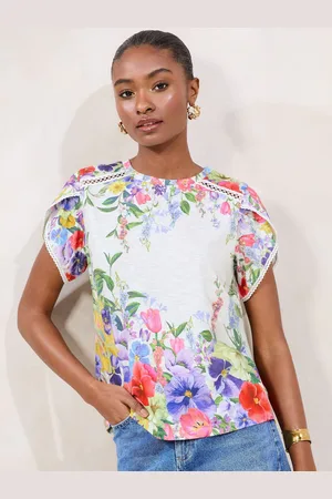 Lipsy London Printed Tulip Sleeve Detail T-Shirt44