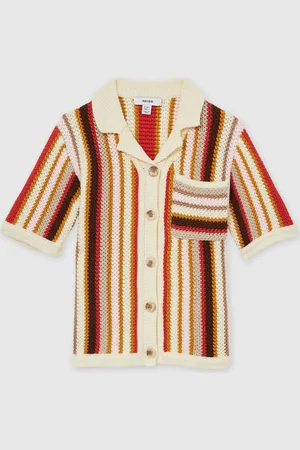 Reiss Candy Cotton Striped Crochet Shirt122128 cm