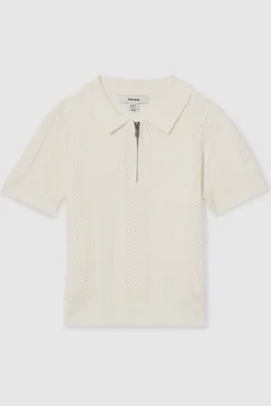 Reiss Teksturowana dzianinowa koszulka polo Texas z krótkim zamkiem104110 cm