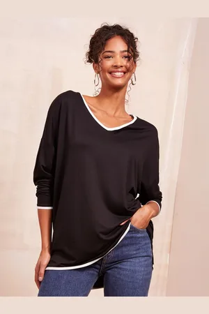 Friends Like These Soft Jersey V-Neck Long Sleeve Tipped Tunic44