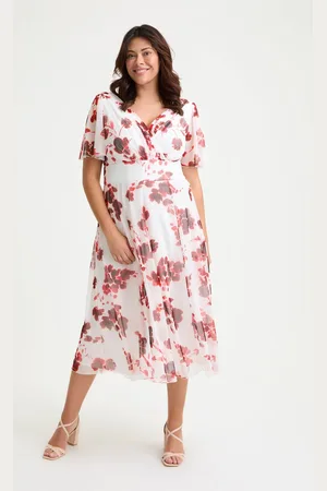 Scarlett & Jo Victoria Red Angel Sleeve Mesh Long Midi Dress46