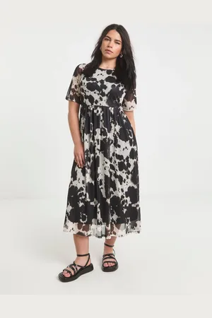 Simply Be Cow Print Mesh Midi Dress46