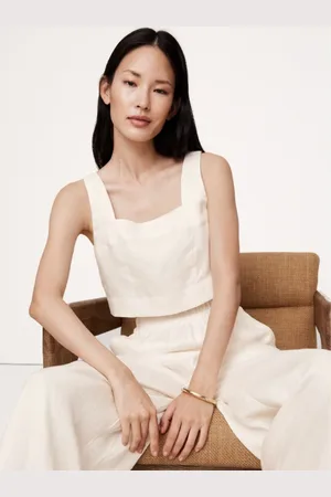 Banana Republic Linen Square-Neck Cropped Tank TopS