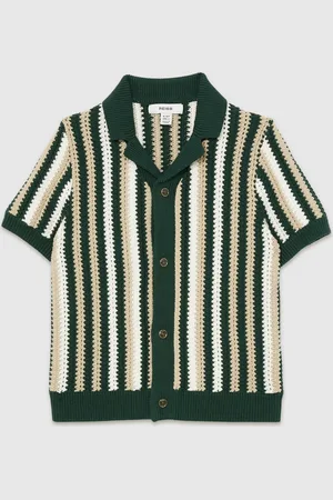 Reiss Carrington Cotton Crochet Stripe Cuban Shirt140146 cm