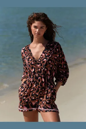 Eleanor Bowmer Multi Bright 100% Cotton Leopard Print Tie Back Playsuit48