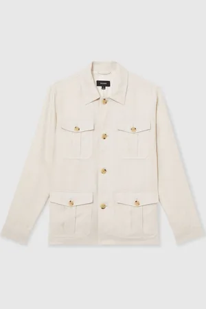 Reiss Lotton Linen Four-Pocket Safari JacketM