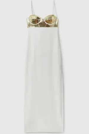 Reiss Valentina Metallic Bustier Maxi Dress34