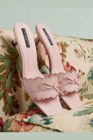 Next Tabitha Simmons x Minnie Leather Square Toe Lazer Cut Bow Mule Kitens Shoeseu375