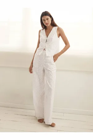 Forever New Daisy Broderie Wide Leg 100% Cotton Joggers38