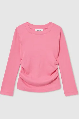 Reiss Trina Cotton-Jersey Ruched Long-Sleeve T-Shirt116122 cm
