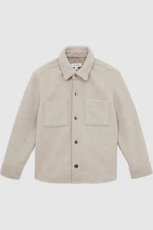 Reiss Loke Long Sleeve Press Stud Brushed Overshirt140146 cm